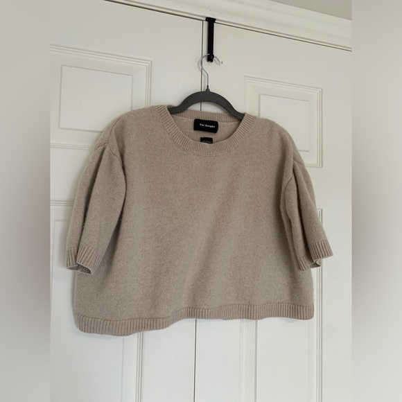 BNWOT THE KOOPLES 100%  CASHMERE CROPPED SHORT SLEEVE SWEATER SIZE 3 / LARGE - Picture 3 of 10